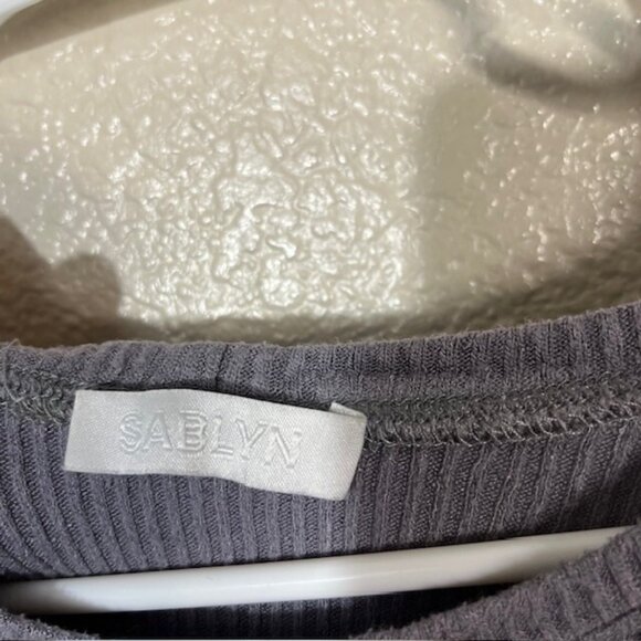 SABLYN Top Womens Medium Ribbed Long Sleeve Shirt Boxy Gray FLAW - Picture 3 of 6